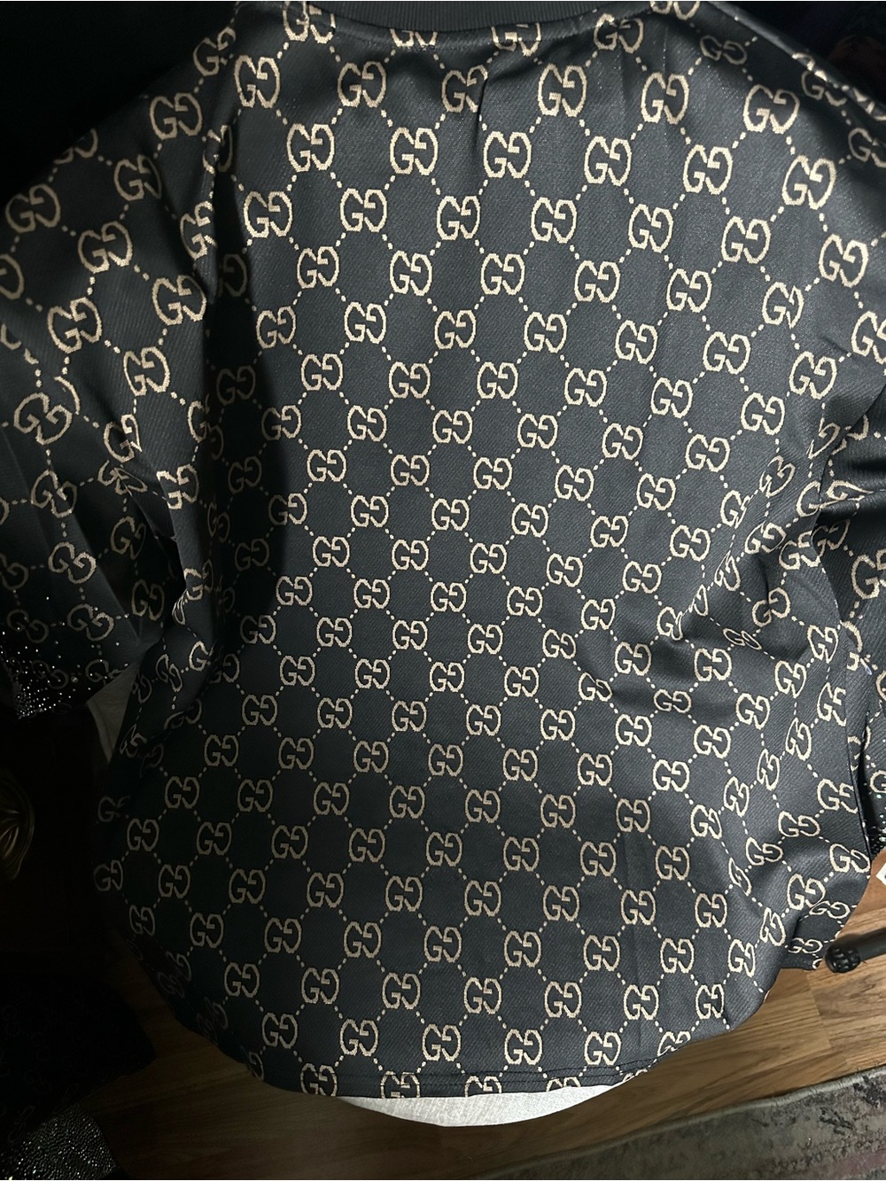 Gucci Black and Beige GG Monogram Crystal-Hem Top - Picture 5 of 16
